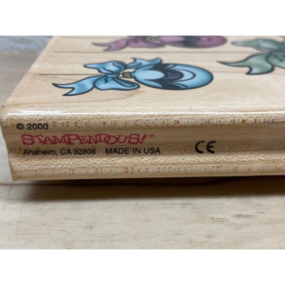 Vtg 2000 Stampendous Ornament Trio Wood Mounted Rubber Stamp - Picture 3 of 6